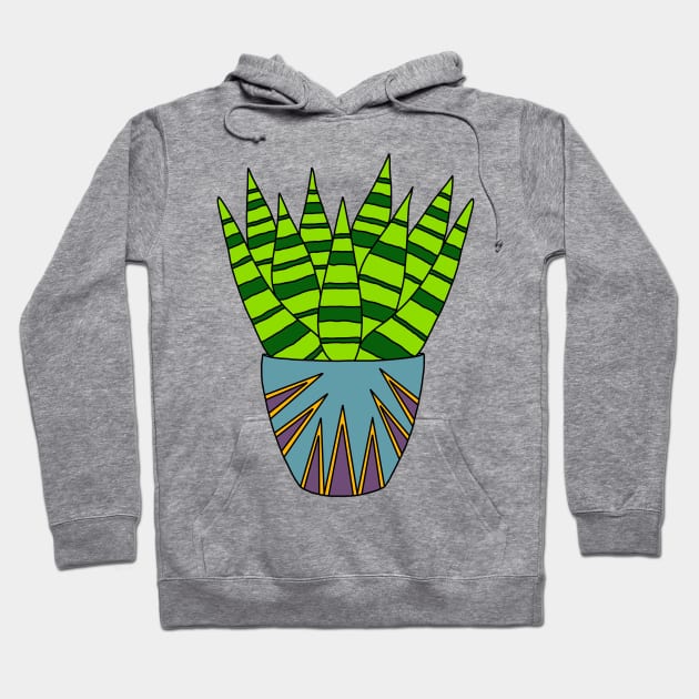 Cute Cactus Design #171: Succulent Bunch In A Triangle-Patterned Pot Hoodie by DreamCactus